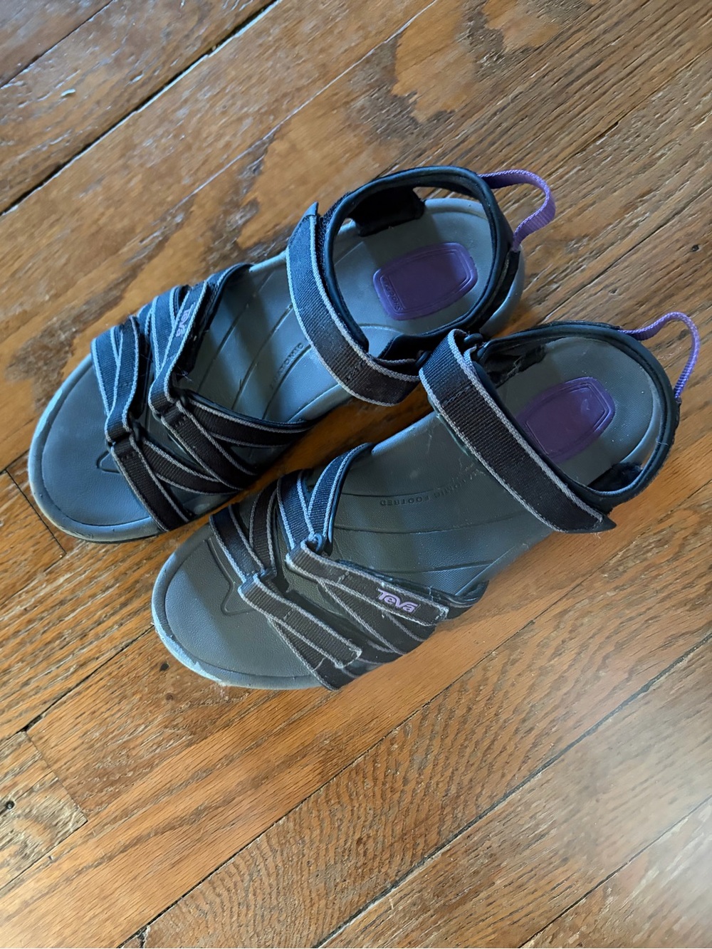 Teva Tirra Sport Sandals Black Purple Strappy Hiking Women's Size 8